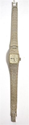 Lot 73 - A lady's silver wristwatch, signed Longines