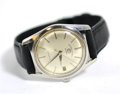 Lot 80 - A stainless steel automatic calendar centre seconds wristwatch, signed Favre-Leuba, Geneve,...