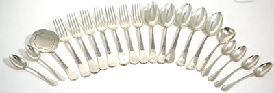 Lot 105 - A part service of Continental white metal flatware, stamped 800, comprising: seven table forks;...