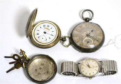 Lot 109 - A silver open faced pocket watch, Turkish market pocket watch with case stamped 0.800, silver...