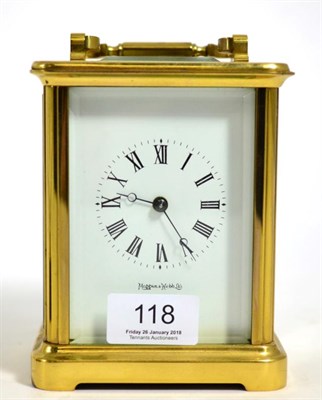 Lot 118 - A brass carriage timepiece, signed Mappin & Webb Ltd