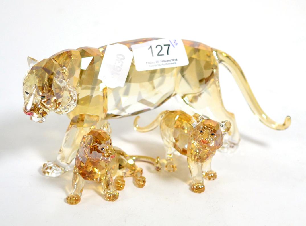 Lot 127 - Swarovski Crystal SCS Annual Edition 2010 ";The Endangered Wildlife";, mother tiger and two...