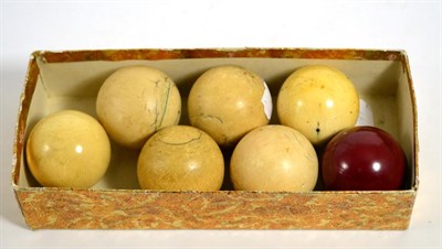 Lot 134 - A collection of seven 19th century ivory snooker balls