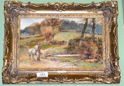 Lot 151 - Manner of Arthur James Stark (British 1831-1902) Horse drinking, oil on board, gallery label to...