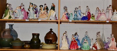 Lot 153 - A collection of forty eight Royal Worcester and Coalport ladies (three shelves)