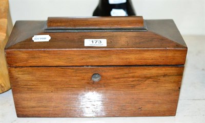 Lot 173 - A 19th century mahogany and rosewood tea caddy of sarcophagus form and a George Horne (20th...