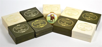 Lot 3 - Various Crummles English enamel boxes depicting racehorses, mostly in original boxes
