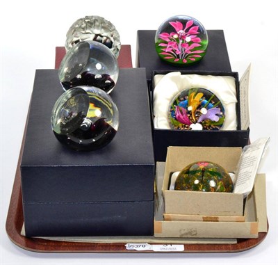 Lot 31 - Six Caithness paperweights including Duet for Prince Charles and Lady Diana's wedding (all boxed)