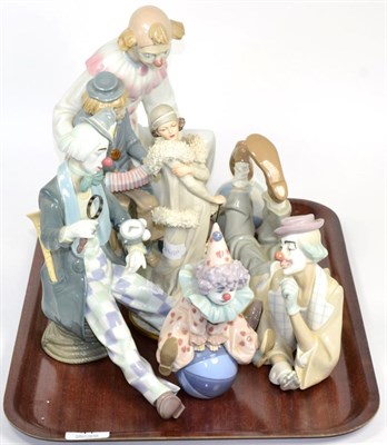 Lot 41 - Three Lladro figures of clowns, a Nao clown and a Capodimonte figure