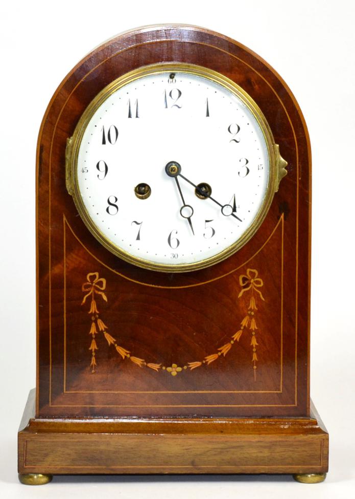 Lot 45 - An Edwardian inlaid mahogany striking mantel clock