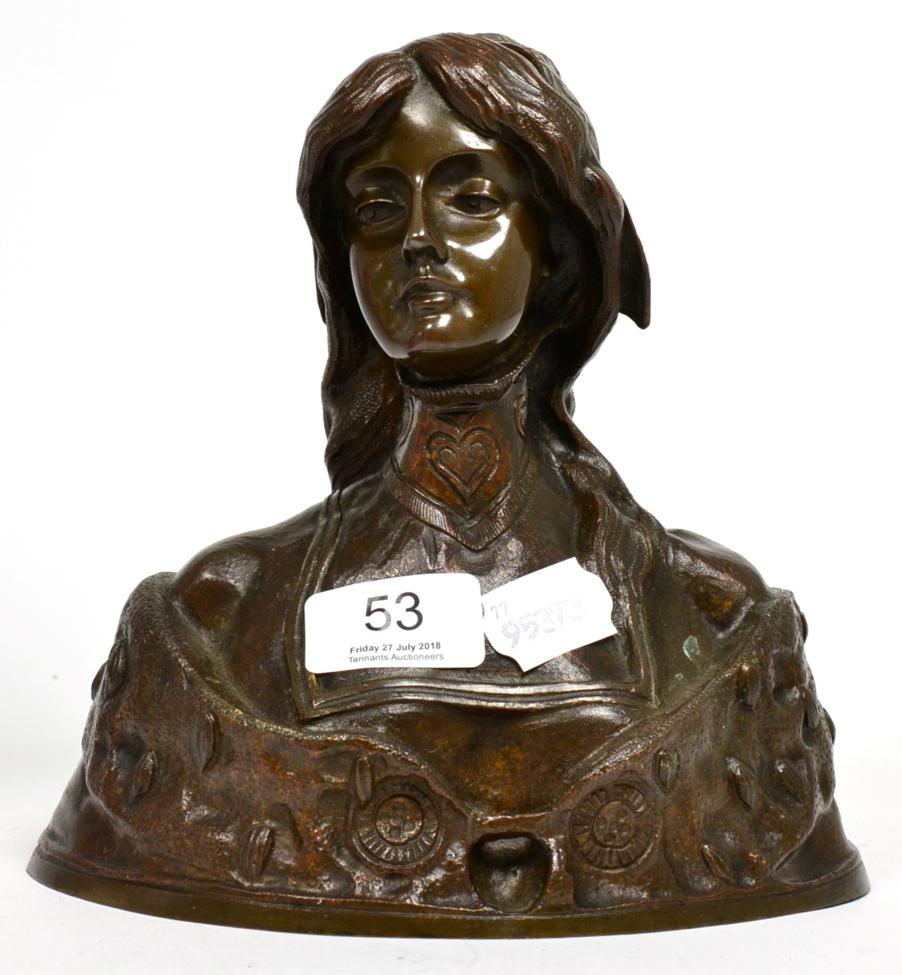 Lot 53 - An Art Nouveau bronze bust of a lady