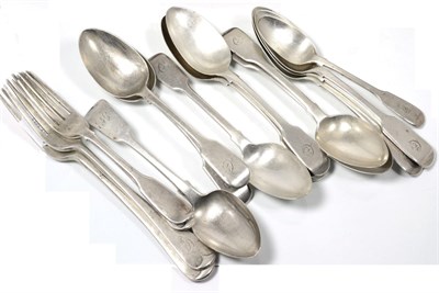 Lot 73 - An assortment of 19th century silver flat ware and spoons, various dates and makers, approx 23...