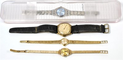 Lot 74 - Two lady's 9 carat gold wristwatches signed Nivada and Avia; and a 9 carat gold Rotary...