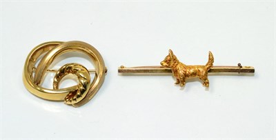 Lot 89 - A terrier dog brooch, realistically modelled with textured fur, to a flat sided bar, length...