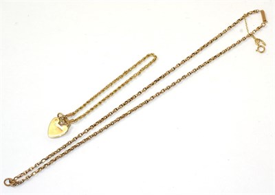 Lot 91 - A curb link chain necklace, length 43.5cm, stamped '9CT' and a rope chain bracelet with a 9...