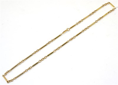 Lot 92 - A 9 carat gold fancy chain necklace, of long bar and curb links, length 47cm