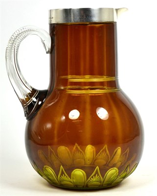 Lot 115 - A silver mounted smokey amber cut glass jug&nbsp