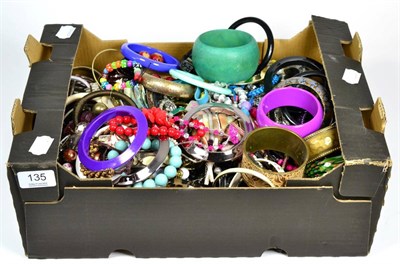 Lot 135 - A good quantity of costume jewellery, including beaded necklaces, bangles and bracelets