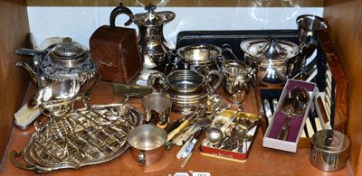 Lot 163 - An assorted group of silver plated items including a four piece tea service; asparagus dish etc