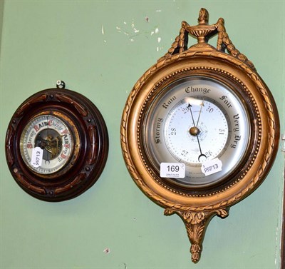 Lot 169 - Two aneroid wall barometers, one dial signed Shrotland, Smiths