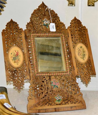 Lot 181 - A Pierced fret work mirror with painted decoration