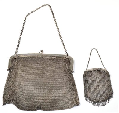 Lot 192 - An English silver mesh purse; and a smaller Continental example