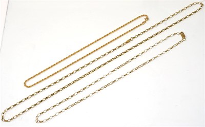 Lot 208 - A 9 carat gold belcher chain necklace, 66cm long, another 9 carat gold belcher chain necklace, 47cm