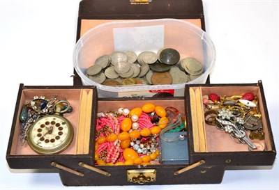 Lot 212 - Box of jewellery and a box of coins