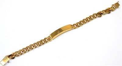 Lot 229 - A 9 carat gold identity bracelet, a plain bar to a cuban link bracelet, length 18cm