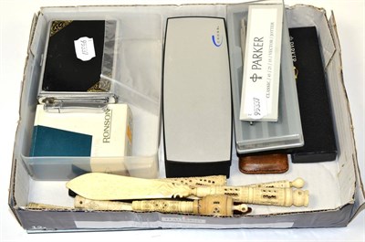 Lot 231 - Stanhope viewers; a collection of various pens; lighters etc