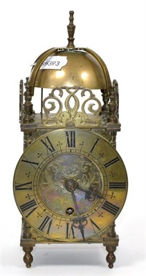 Lot 273 - An 18th century style lantern form timepiece, movement back-plate stamped Astral, Coventry,...