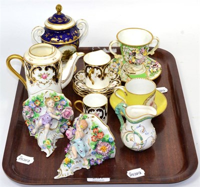 Lot 297 - A group of 19th century and later porcelain including Derby, Coalport, Dresden and Capo Di Monte