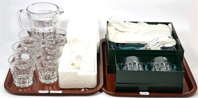 Lot 304 - A set of six Tudor crystal glass tumblers, with a matching jug; boxed Thomas Webb wine goblets...