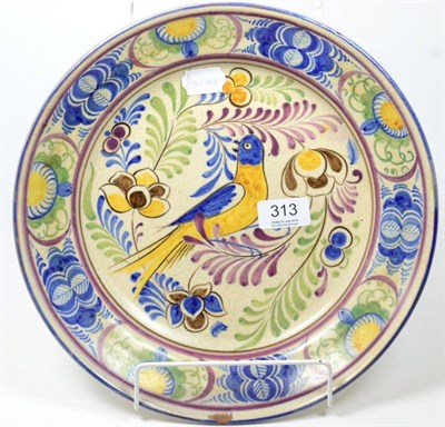 Lot 313 - A traditional Poole Pottery bird design dish, circa 1930's, shape 662 (12 inches)