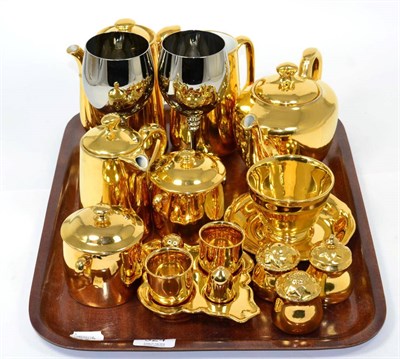 Lot 324 - A selection of Royal Worcester and Royal Winton gold plated wares together with a pair of...