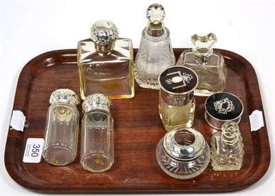 Lot 350 - Nine various silver mounted jars, flasks, boxes etc