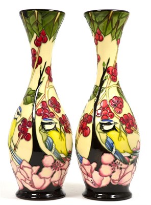 Lot 383 - Moorcroft, Blue Tits, 81/10 The Acrobats vase; and another (2)