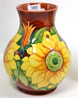 Lot 388 - A modern Moorcroft 'Inca' pattern baluster vase, 1994