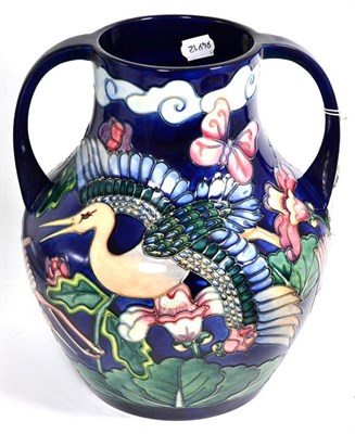 Lot 390 - A modern Moorcroft 'Kyoto' pattern twin handled vase, 1994