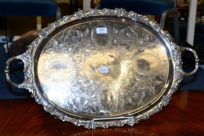 Lot 393 - A large twin handled silver plated tray