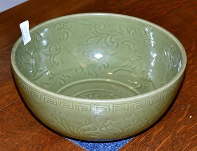 Lot 403 - A Chinese porcelain celadon bowl