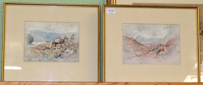 Lot 1010 - Scott Rankin, Stags in Highland Glen, watercolour, signed; together with a further signed...