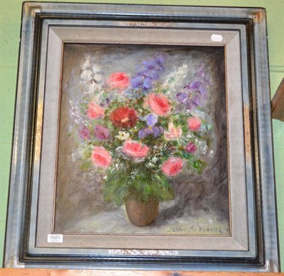 Lot 1021 - Dunoyer, still life of flowers, oil