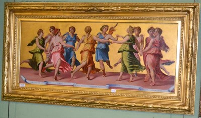 Lot 1039 - 20th century, dancing Greek goddesses, oil on canvas, framed