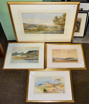 Lot 1044 - Edward Bearne, Ostia Italy, watercolour; Edith A Saunders, ";Filey Bay";, watercolour; Agnes J...