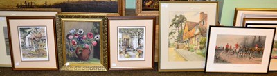 Lot 1059 - 20th century watercolour of a cottage, a still life of flowers, oil on board of a similar date...