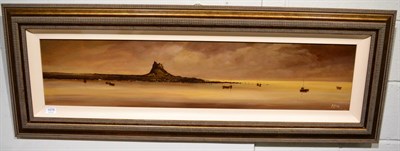 Lot 1078 - John Bird (Contemporary) Bamburgh Castle, signed, oil on panel, framed