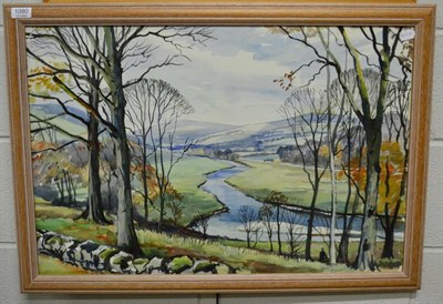 Lot 1080 - Walter Horsnell (1911-1997), Surprise View Wharfedale, signed, watercolour, 49cm by 72cm