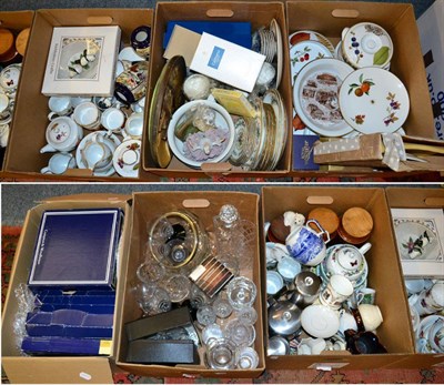 Lot 1101 - Six boxes of modern household ceramics and glass inlcuding cabinet plates, Royal Worcester Eavesham