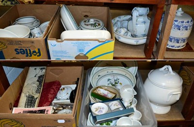 Lot 1112 - Four boxes including a large assortment of Portmerion 'Botanic Garden' pattern wares, Japanese...